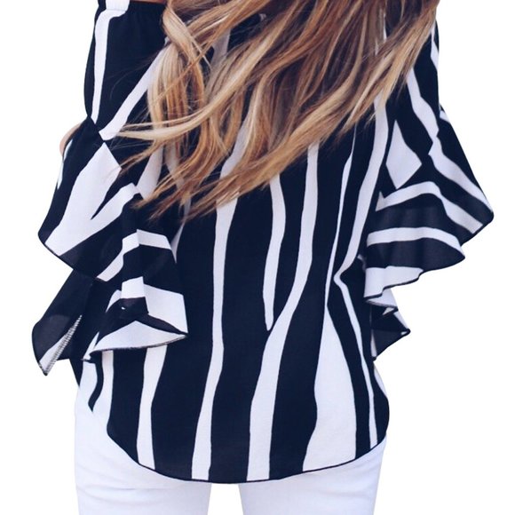Tops - All Eyes on Me Off-Shoulder Zebra Print Blouse